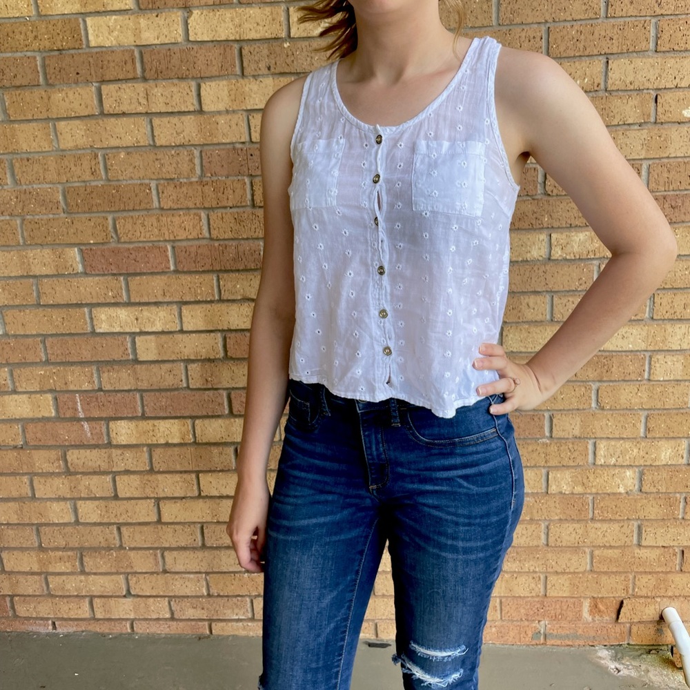 White Eyelet Top